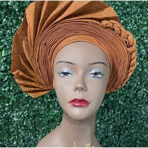 Ready to Wear African NWT Auto Gele. I have this in Tan and Orange colors.